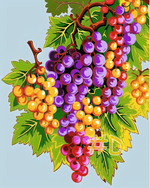 Multi-Colored Grapes Needlepoint Canvas