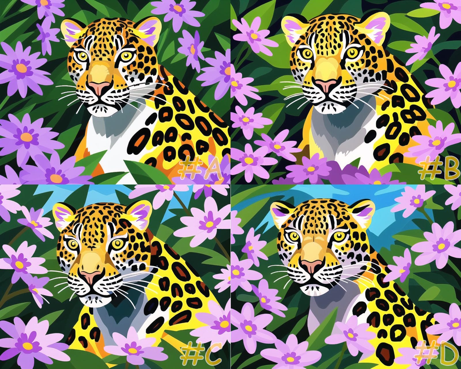 Leopard Among Flowers Needlepoint Canvas