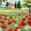 Chapel in the Poppy Field tapestry canvas