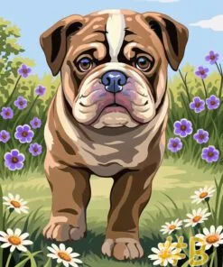 Bulldog Puppy Canvas for Needlepoint