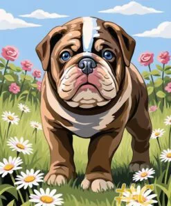 Bulldog Puppy Canvas for Needlepoint