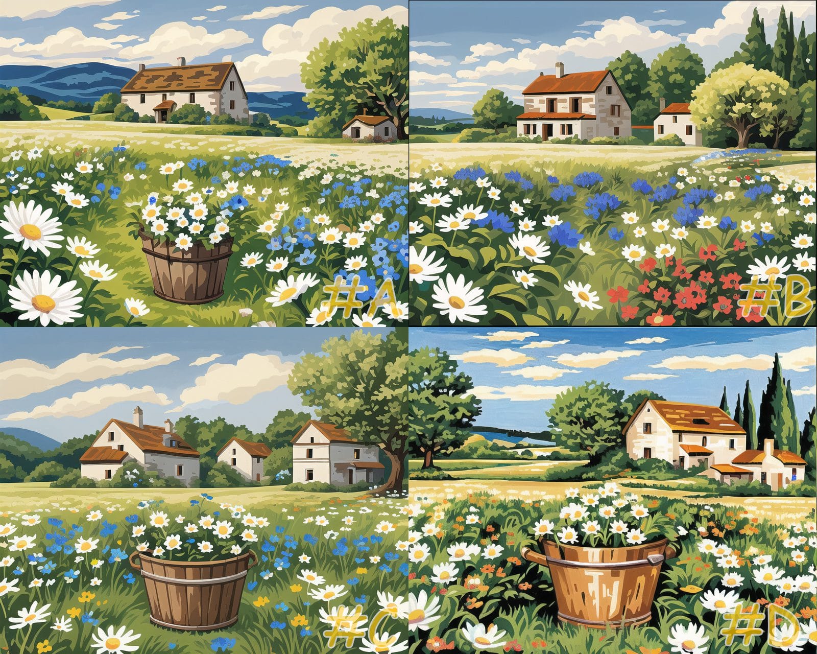 Daisy Field Farm Needlepoint Canvas by Mile High Princess