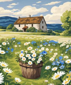 Daisy Field Farm Needlepoint Canvas by Mile High Princess