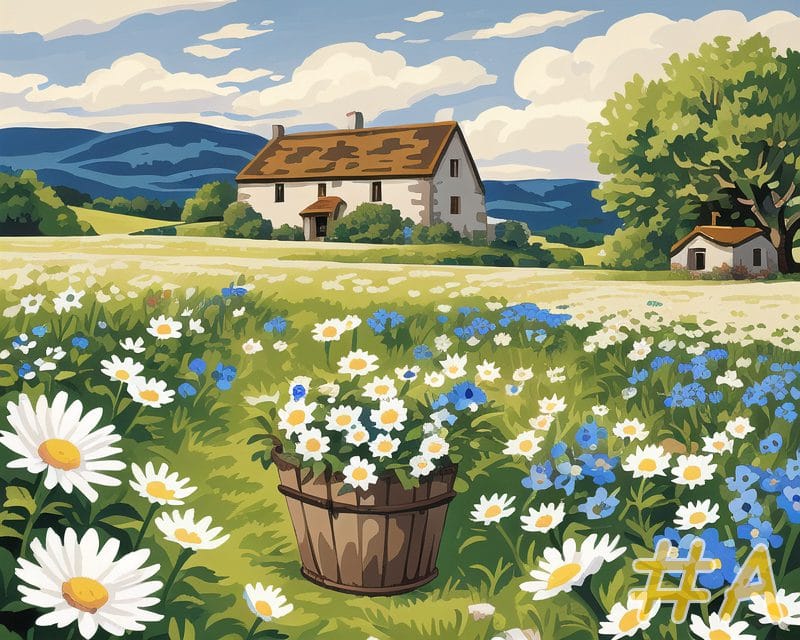 Daisy Field Farm Needlepoint Canvas by Mile High Princess