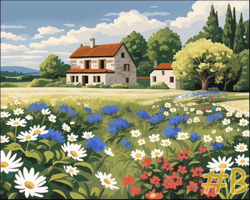 Daisy Field Farm Needlepoint Canvas by Mile High Princess