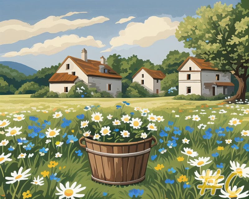 Daisy Field Farm Needlepoint Canvas by Mile High Princess