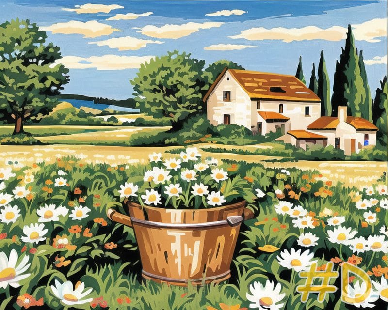 Daisy Field Farm Needlepoint Canvas by Mile High Princess