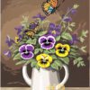 Pansies with Butterflies --Needlepoint Canvas