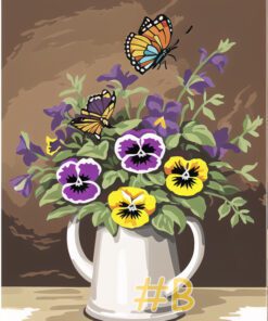 Pansies with Butterflies --Needlepoint Canvas