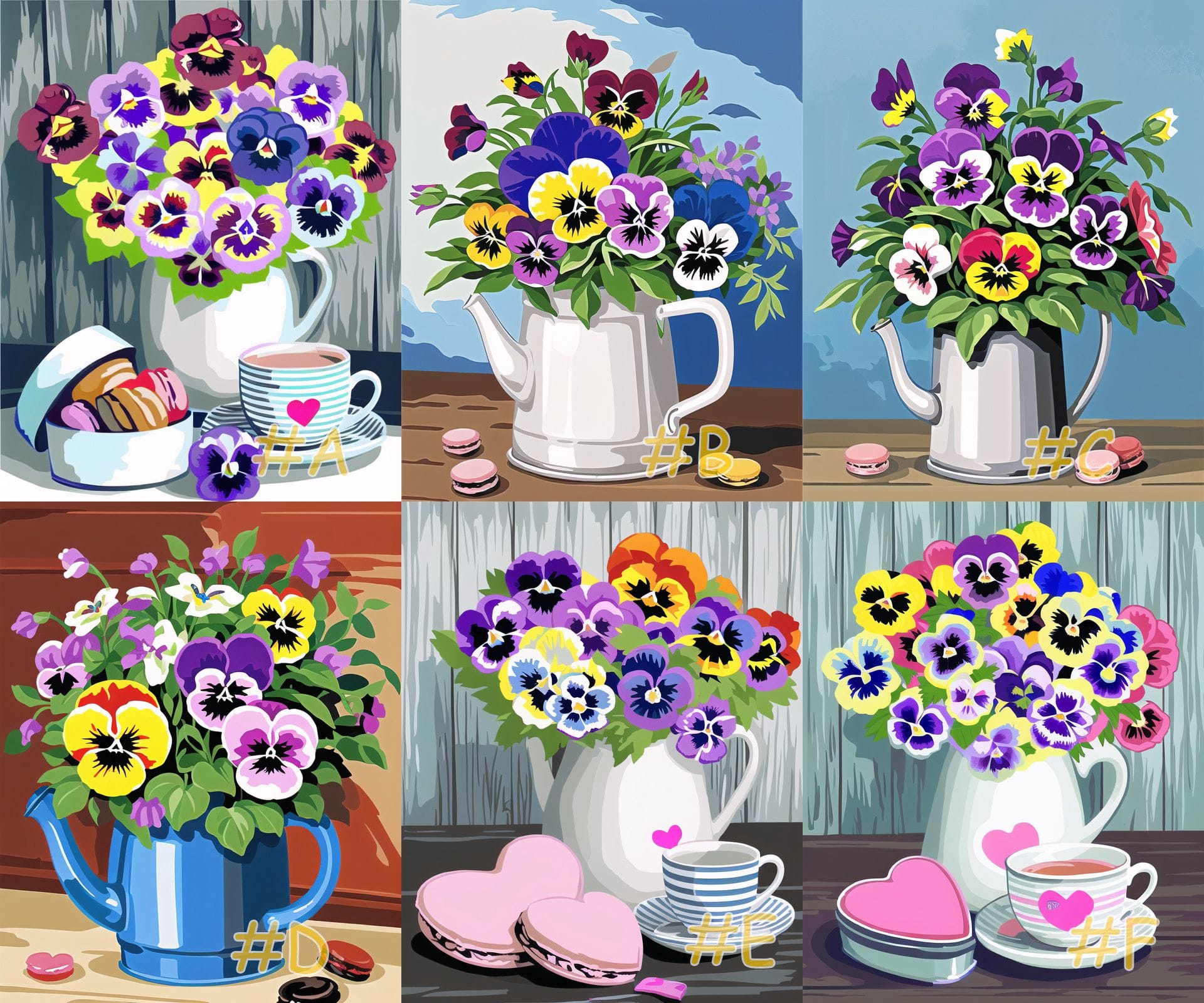 Teapot needlepoint design, teapot floral needlepoint canvas