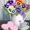 Teapot needlepoint design, teapot floral needlepoint canvas