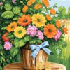 Buckets Of Orange Blossoms Needlepoint Canvas