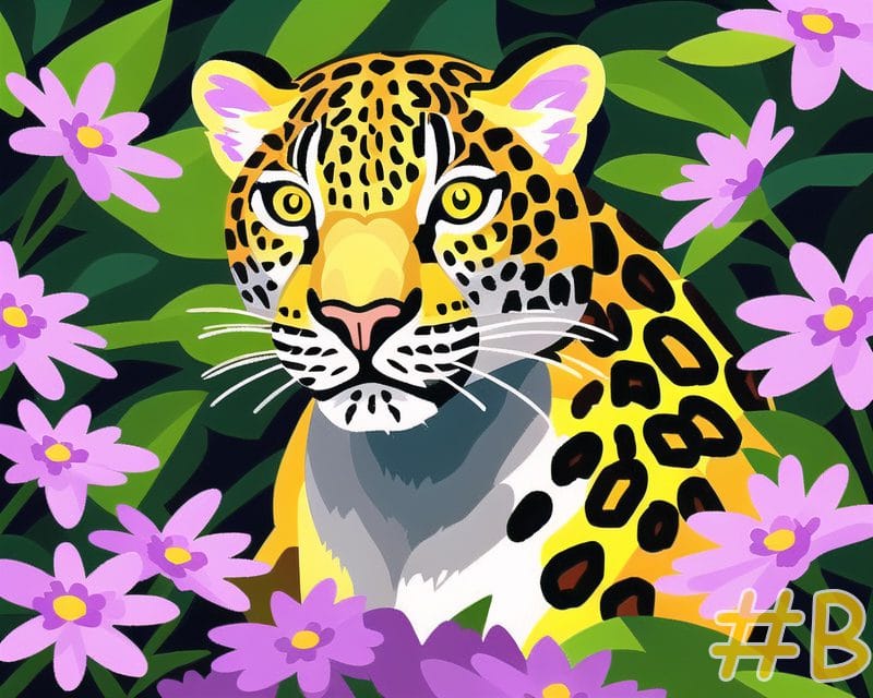 Leopard Among Flowers Needlepoint Canvas