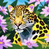 Leopard Among Flowers Needlepoint Canvas