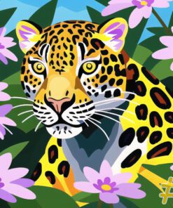 Leopard Among Flowers Needlepoint Canvas