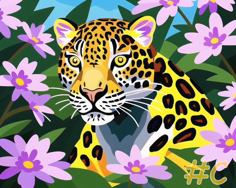 Leopard Among Flowers Needlepoint Canvas