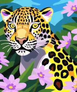 Leopard Among Flowers Needlepoint Canvas