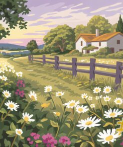 Daisy Farm Landscape Needlepoint design by Alice Peterson