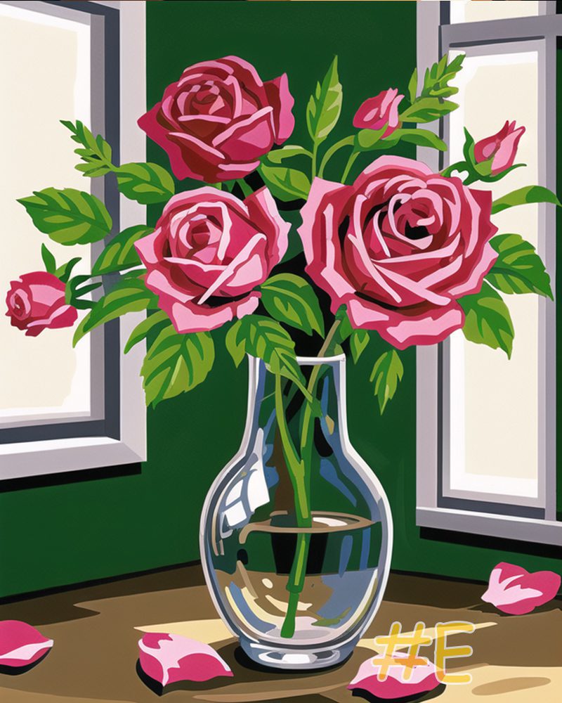 Rose Bouquet by the Window Needlepoint Canvas