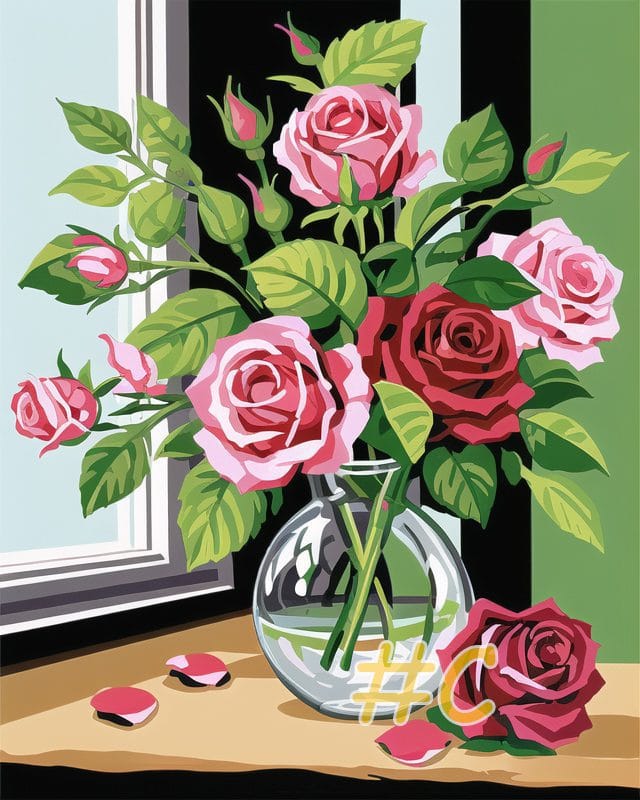 Rustic Vase Floral Needlepoint Canvas