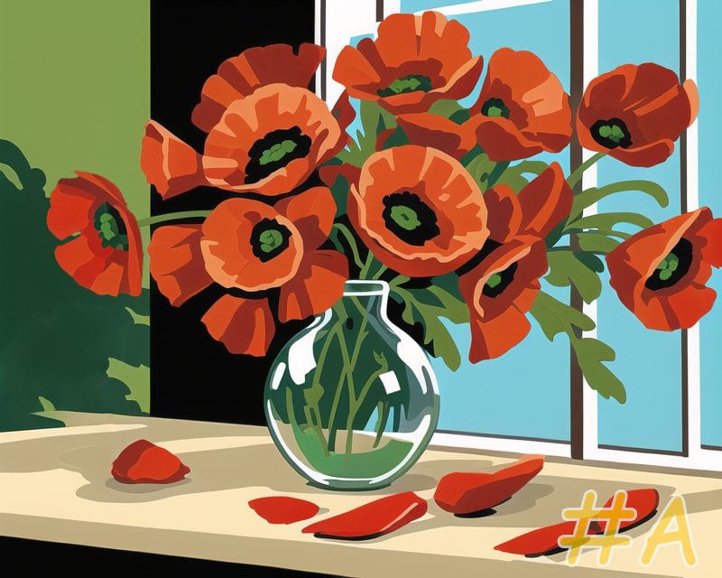 Zinnias in Pot Needlepoint Canvas
