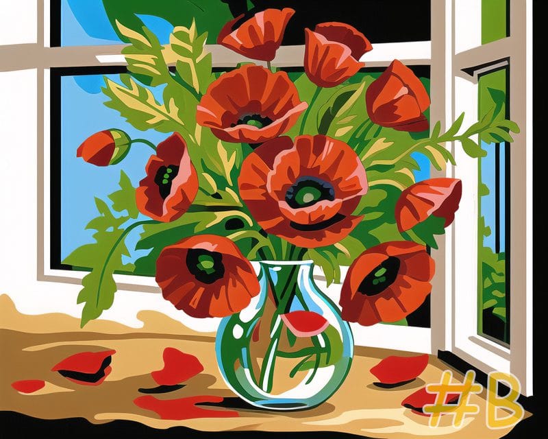 Zinnias in Pot Needlepoint Canvas