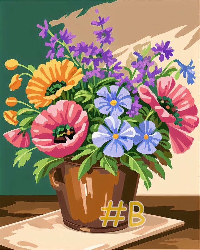 Pansy Flower Pot Needlepoint Canvas Set