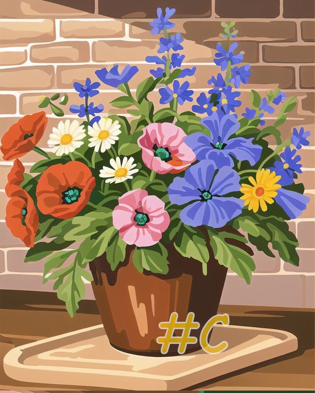 Pansy Flower Pot Needlepoint Canvas Set