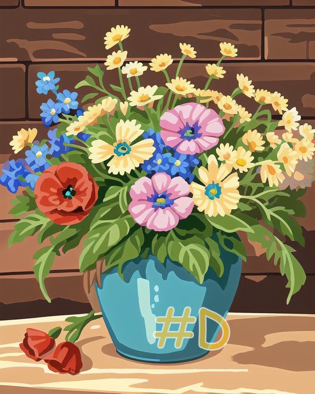 Pansy Flower Pot Needlepoint Canvas Set