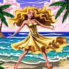 A Woman Dancing at the Sea Needlepoint Canvas