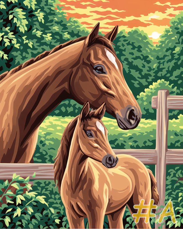 Mother and Foal Needlepoint Canvas
