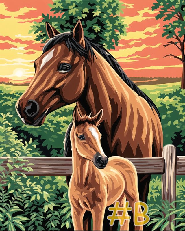 Mother and Foal Needlepoint Canvas