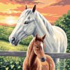 Mother and Foal Needlepoint Canvas