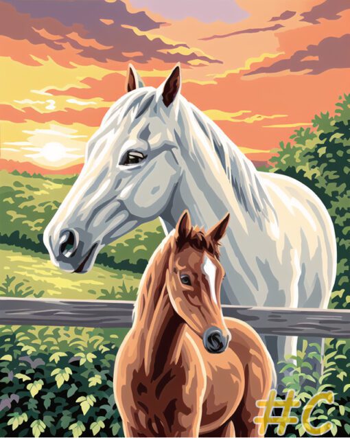 Mother and Foal Needlepoint Canvas