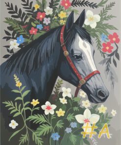 Floral Horse Needlepoint Canvas