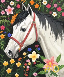 Floral Horse Needlepoint Canvas