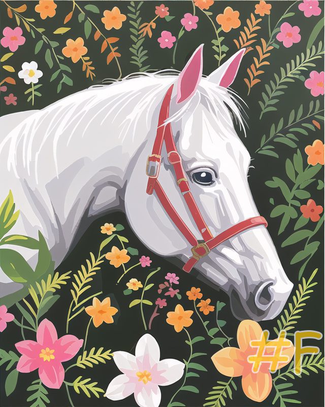 Floral Horse Needlepoint Canvas