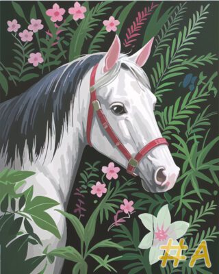 Elegant Horse and Greenery Needlepoint Canvas