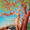 Colorful Beachside Trees Needlepoint Canvas Set