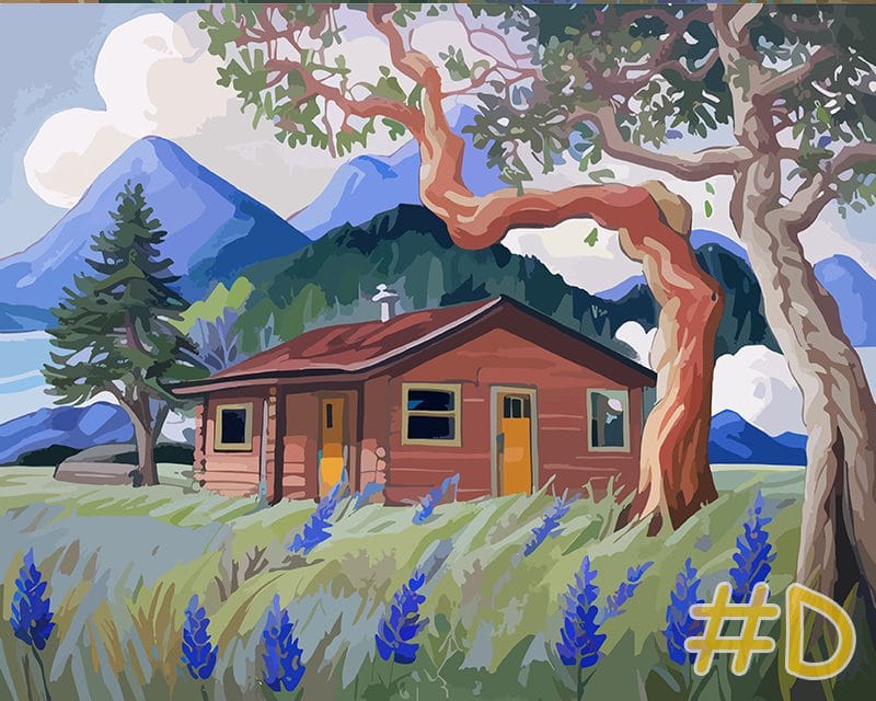 Charming Mountain Cabins Needlepoint Canvas Set