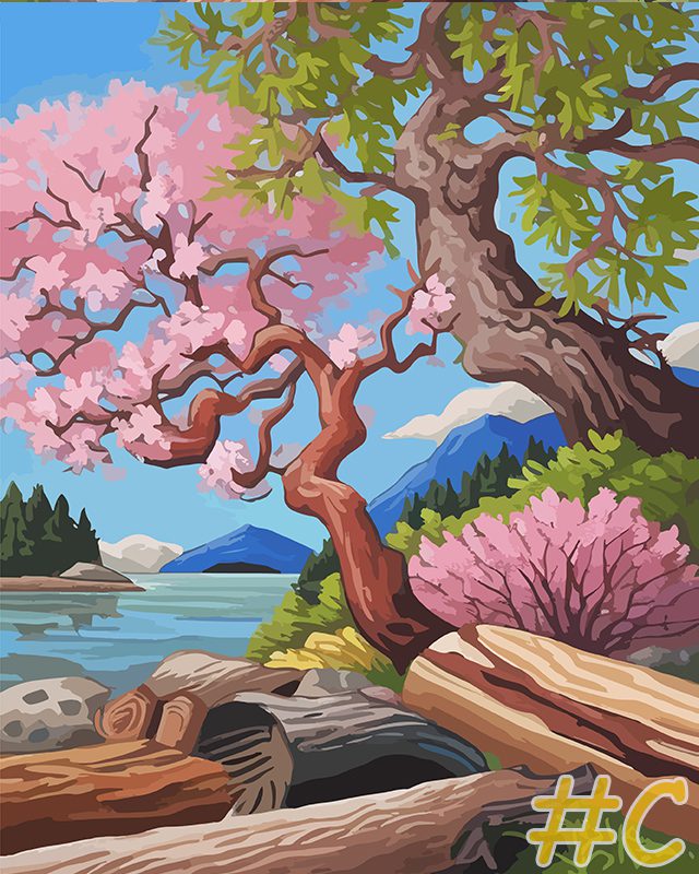 Blossom by the Lake Needlepoint Canvas Set