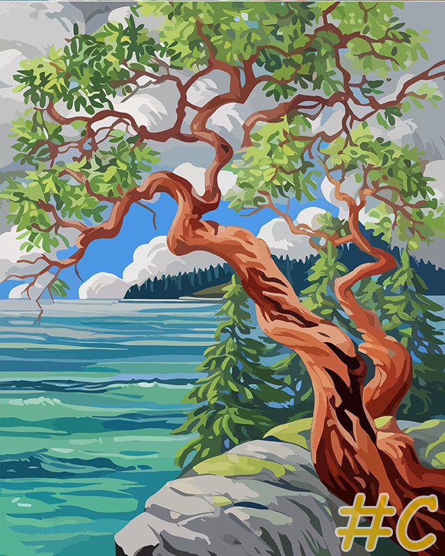 Coastal Tree Perspectives Needlepoint Canvas Set