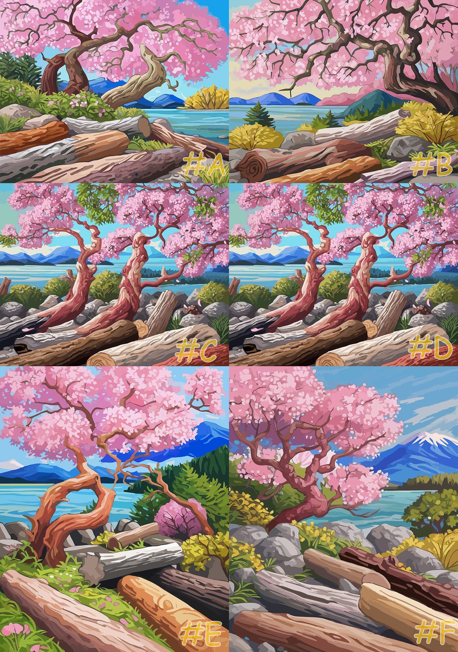 Serene Coastal Blossom Needlepoint Canvas Set
