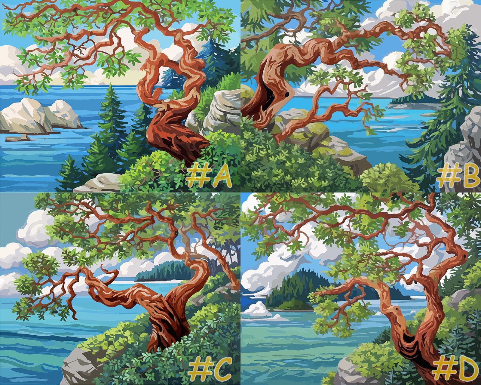 Vibrant Island Views Needlepoint Canvas Set