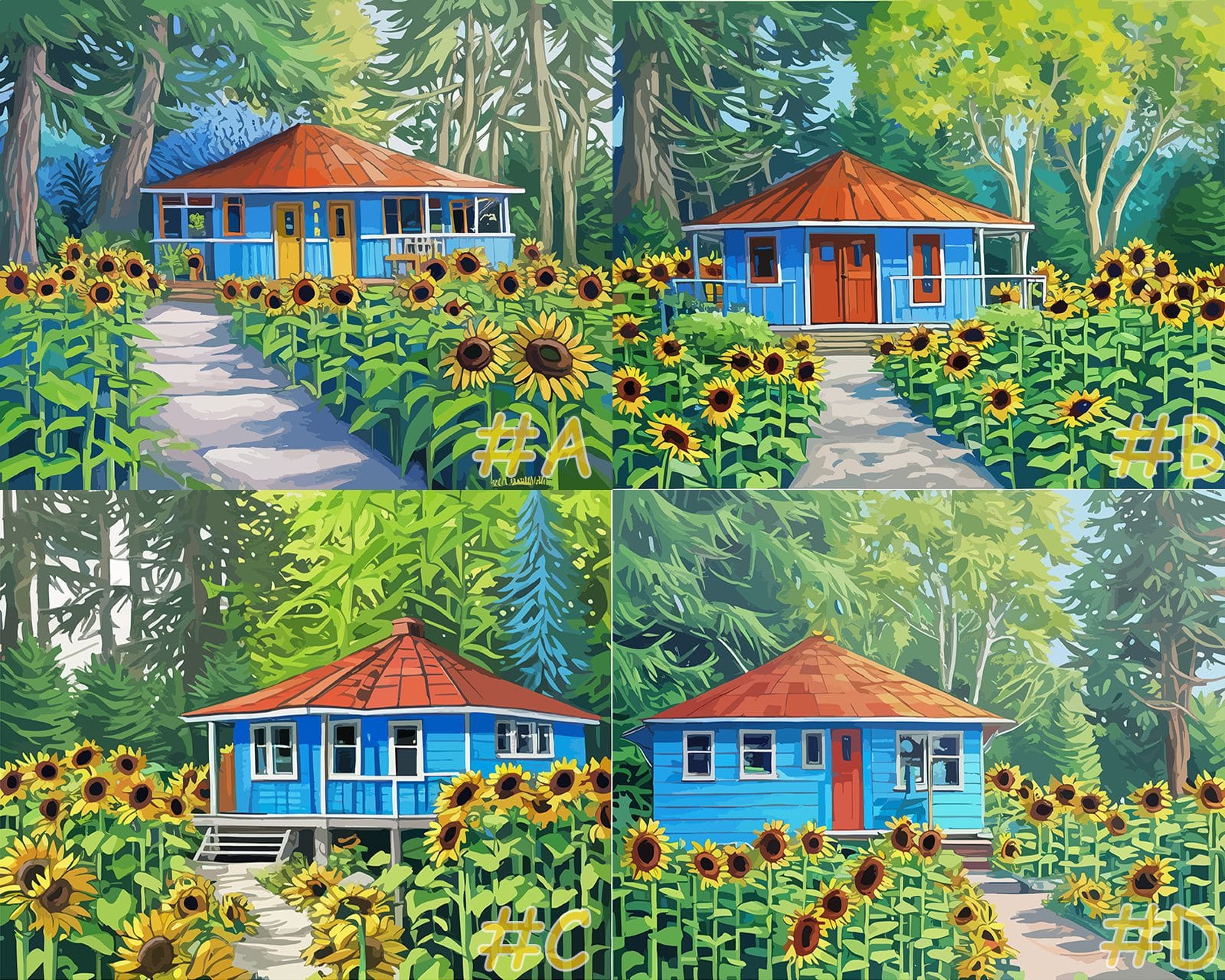Sunny Cottage Needlepoint Canvas Set