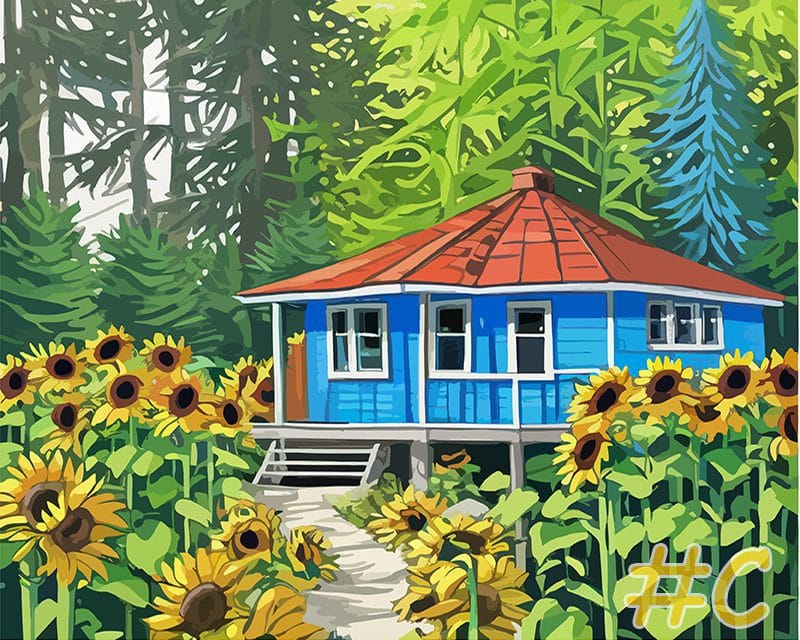 Sunny Cottage Needlepoint Canvas Set