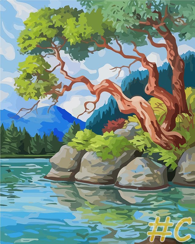 Tranquil Lakeside Needlepoint Canvas Set