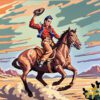 Western Cowboy Adventures Hand Painted Needlepoint Canvas Set