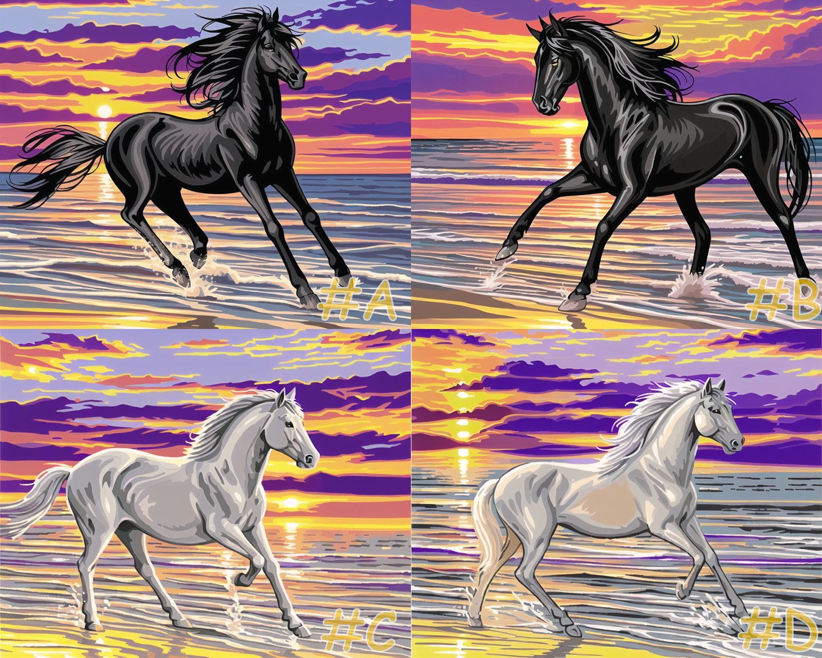 Seaside Galloping Horses Needlepoint Canvas