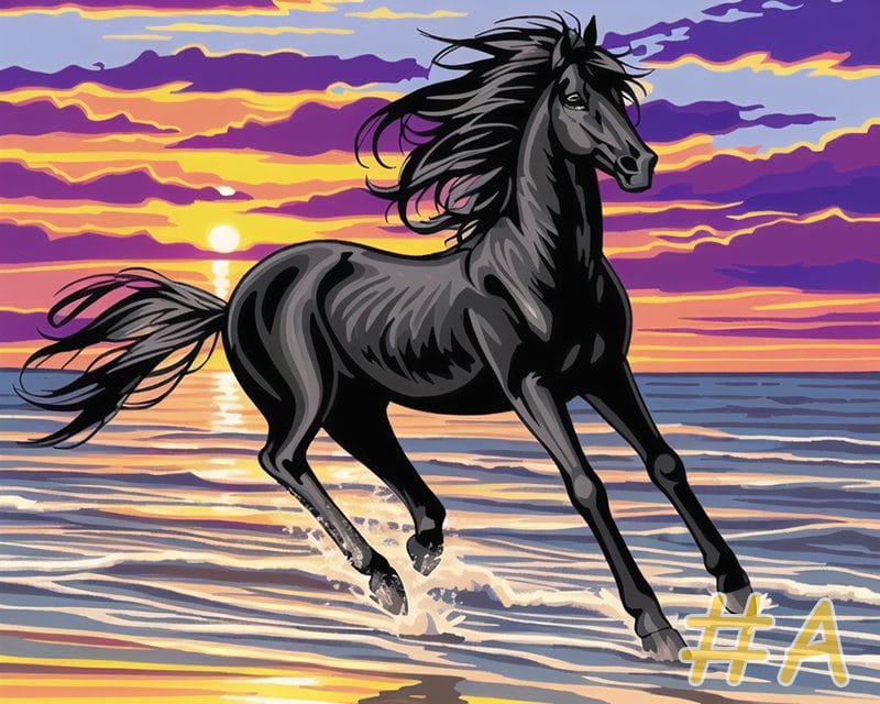 Seaside Galloping Horses Needlepoint Canvas